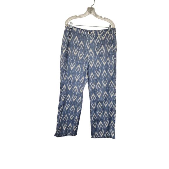 Chico's Blue Geometric Cuff Hem Crop Pants Sz 1.5 US 10 - Picture 1 of 7
